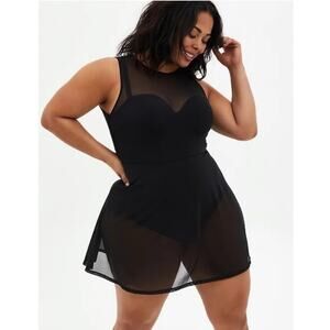 Torrid Black Mesh Underwire One-Piece Swim Dress & Beach Cover Up Size 3 D / DD